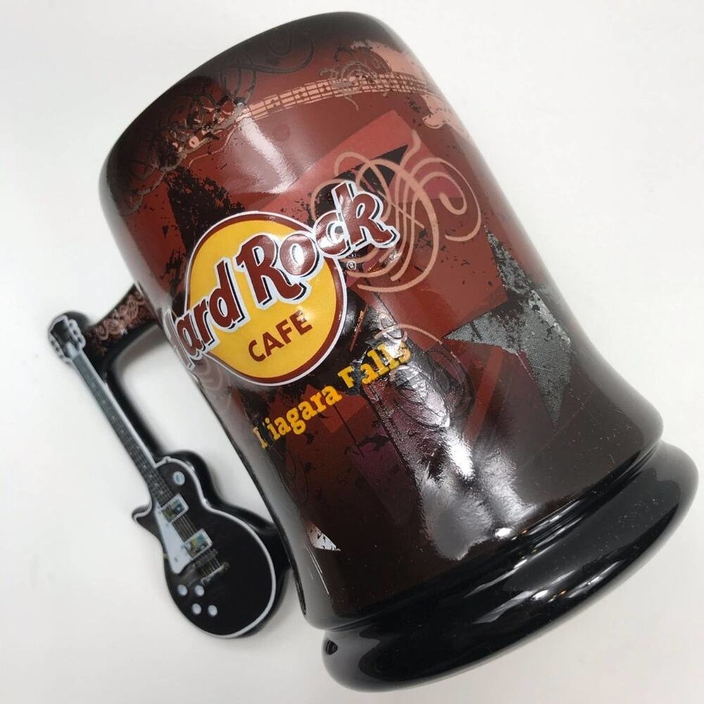 Hard Rock Cafe Guitar Coffee Mug Brown Red Niagara Falls Canada Stein 16oz 3
